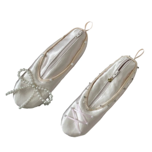 Sturdy Satins Ballet Shoe Makeup Case Roomy Interior Star Accents Organizers For Women Accessories