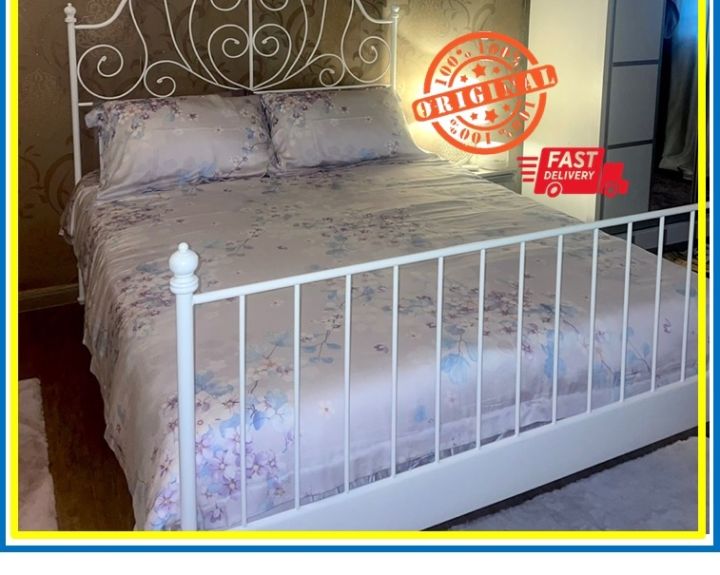 KATIL QUEEN KING Full Set Leirvik White Luroy Bed Frame Rangka Katil Queen King Ready Stock Malaysia Lazada Lazada