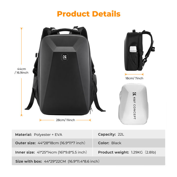 K&F%20CONCEPT%2022L%20Camera%20Backpack%20Hardshell%20DSLR%20Photography%20Camera%20Bag%20with%2015.6%20Inch%20Laptop%20Compartment%20Waterproof%20Camera%20Case%20Compatible%20for%20Canon/Nikon/Sony/DJI%20Mavic%20Drone%20-%20Image%208