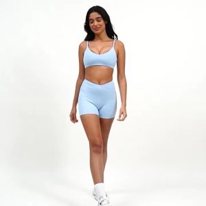 Mutuer Eco-friendly Recycled Barely-there Feel Tight-fitting Yoga Shorts for Outdoor Running Sports Cross High Waist Fitness Pants Tights for Women 8799