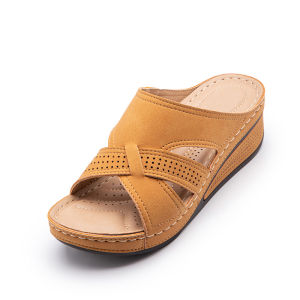 Atikota Womens 2022 Non-slip Plus Size Wedges Sandal Retro Hollow Stitching Sandals for Women