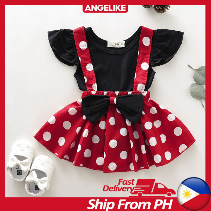 Minnie Mouse Dress For Baby Girl 1st Birthday Set Party Dress Ootd Baby  Dress For Girl 1 2 Years Old