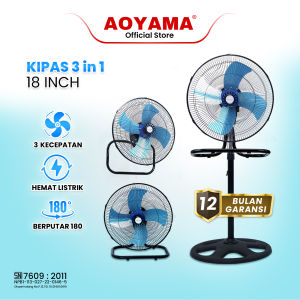KIPAS ANGIN 3 IN 1 18 INCH BESI AOYAMA / KIPAS BESI AOYAMA / KIPAS BESI AOYAMA / DESKFAN / KIPAS BERDIRI / KIPAS MEJA / KIPAS AOYAMA / KIPAS AOYAMA / KIPAS BESI GARANSI  / KIPAS ANGIN KENCANG / KIPAS BESI / KIPAS 3 IN 1