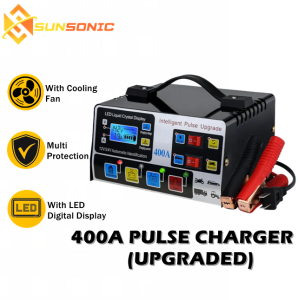 400A Car Battery Charger Upgraded 12/24V Intelligent Pulse Repair Motorcycle Battery Fast Charging Automatic Voltage