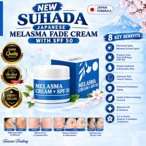 Best Seller JAPANESE SUHADA MELASMA FADE CREAM WITH SPF 50 | Removes Melasma Pekas Dark Spot Pimple & Acne Marks | Japan Quality Formulated Melasma Cream | Advanced Dark Spot Corrector & Anti-Aging Moisturizer Cream | Gentle Formula for All Skin Types