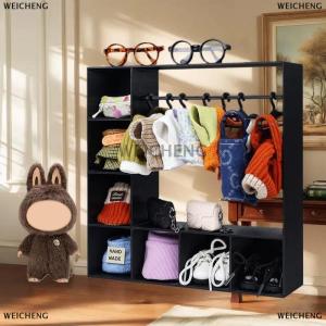 [COD] WEICHENG Large Capacity Doll Clothes Closet Portable With 10 Hangers Clothes Storage For Figures Durable Cute Display Stand