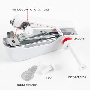 onuobao Portable Manual Mini Sewing Machine Household Handheld Sewing Clothes Pocket Small Tailoring Machine (Random Color Delivery)