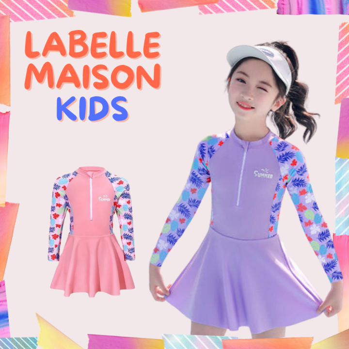LABELLE MAISON KIDS SWIMWEAR LONG SLEEVES DRESS KIDS CHILD SWIMSUIT ...