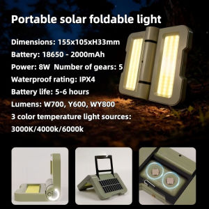 Solar Camping Light 2400LM LED Work Light Rechargeable Flashlight Emergency Lamp Waterproof Outdoor
