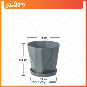Lotus Shape High Quality PP Plastic Flower Pot With Saucer Tray (Pasu Bunga Plastik PP) - Size 21.5 cm 17 cm & 13 cm