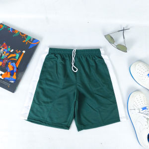 Celana pendek Pria Wanita motif list putih samping cocok gym olahraga bahan babyterry ukuran M-XL