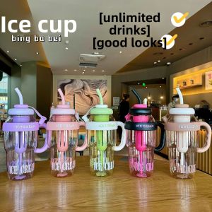 Cute Lucky Belly Tumbler Large Capacity Plastic Iced Coffee Cup Summer Cold Drink Cup With Straw Aesthetics High Appearance
