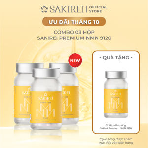 Combo 3 hộp viên uống bổ sung NMN hỗ trợ sức khỏe làm đẹp da Sakirei Premium NMN 9120 - 3000mg NMN hộp 30 viên
