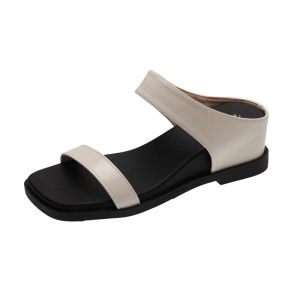 [Free Shipping] Trendy Square-Toe One-Strap Thick-Soled Sandals For Women Perfect For Summer Wear With A Slight Wedge Heel And Hidden Platform And An Open-Toe Design For A Casual Look