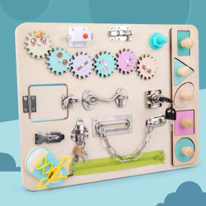SG Stock - Montessori Toys Early Educational Wooden Educational Toys For Toddlers Durable & safe wooden busy board Locks and latches board Keep toddlers Busy for Long Hour Transport Flight Distract Toddles Playing Time