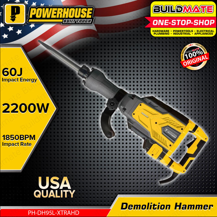 BUILDMATE 2200W 60J Powerhouse Demolition Hammer Concrete Breaker with