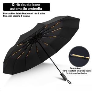 24 Ribs Automatic Umbrella Storm Resistant Large Umbrella For Sun And Rain Umbrella