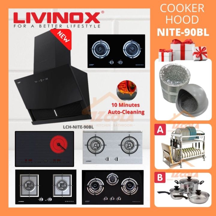 FREE SHIP LIVINOX NEW MODEL SLANTED HOOD LCHNITE90BL / LCHSTONE90SS