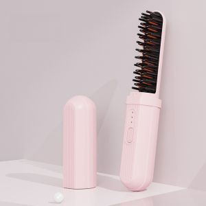 ✨Ionic Comb Hair Straightening Brush / Dry & Wet Use / Portable & Rechargeable / Negative Ion / Anti-Frizz / Detangler / Travel / Salon Style - Portable Hair Straightening Brush with Negative Ion Rechargeable for Both Dry and Wet Use
