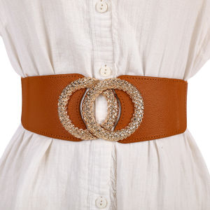 Panda SJK Belt Women Wide Waistband Korean Style Leather PU Luxury Metal Buckle Elastic Adjustable Ladies Dress Skirts Accessories Clothes 2023 INS tali pinggang perempuan