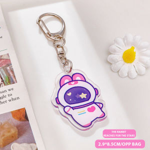 FELICE🔥 Cartoon Astronaut Key Chain Cute Acrylic Small Gift Spaceman Pendant Student Bag Decoration Keychain