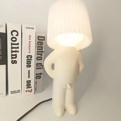 Cute Claeted Naughty Boy Creative Table Lamp Funny night lights Unique LED Pleats Reading Lighting Bedroom Bedside Night Light Childrens Gift