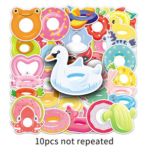 50PCS Swimming Circle Sticker Cute Creative Hand-Painted Graffiti Waterproof Decoration Notebook Water Cup Desk Suitcase Lunch Box Diy Stickers