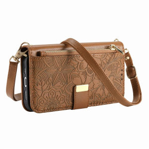 FCWallet Flip for OPPO A6 Pro A5X A5 A5i A3X A3 Pro A40 A20 A80 A79 4G 5G Flower Leather Luxury Zipper Bag Floral Phone Cover Long Strap