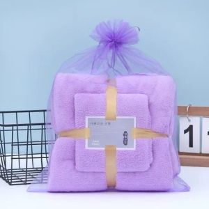 2IN1 Luxury Super Soft Towel Set Microfiber High Absorbent Soft Bath Towel + Face Towels Tuala Mandi珊瑚绒浴巾+毛巾套装