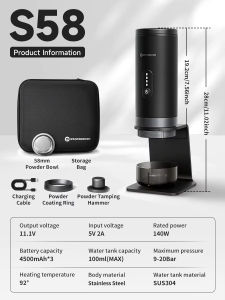 STARSEEKER S58 Portable Espresso Machine Wireless Heating Coffee Maker Bottomless Extraction Portafilter Not Compatible