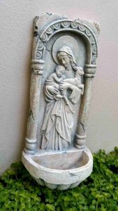 Mother Mary & Child Wall Hanging Water Font and / or Rosary Holder. Madonna & Child