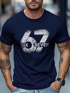 Mens Summer T-Shirts Casual 67 Letter 3D Printed Tops Quick-Dry O-Neck Short Sleeve T-Shirt Fashion Tee Oversized Mens Clothes