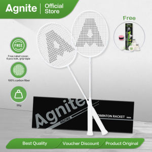Agnite Raket Bulutangkis / Full Carbon Badminton Racket Gratis Tas Kok Grip Tape ER304