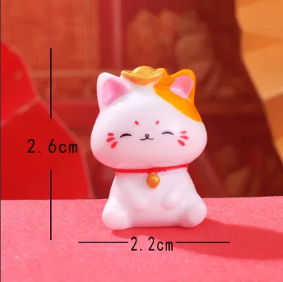 Ornamen Miniatur Kucing Hoki Lucu - Pajangan Imlek Dekorasi Meja / Dekorasi Mobil / Hiasan Cake Topper Kue / Lucky Cat Figure