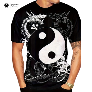 2025 Summer Dragon Graphic Mens Clothing Tide Printed Mens Short Sleeve Tee Breathable Mens Tops Casual O-Neck Mens T-Shirt