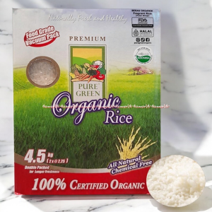 Pure Green Premium 4.5kg Organic Rice Beras Putih Kemasan Dus Organik Aman Untuk Penderita Diabetes