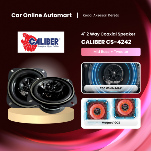 Original CALIBER CS-4242 4 Inch 2-WAY Coaxial Speaker Diameter 4 inch 250 Watts Maximum Power Impedance 4 Ohms