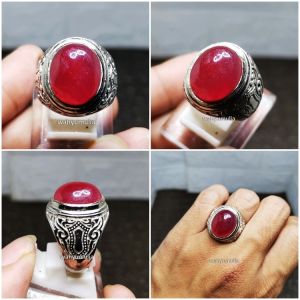 Cincin Batu Ruby Merah Delima Asli Kode 2412
