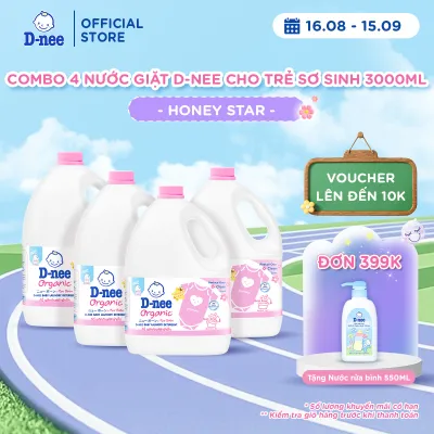 Combo 4 Nước giặt quần áo D-nee 3000 ML - Honey Star