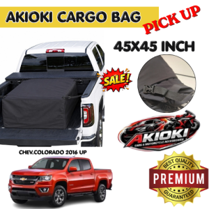 AKIOKI Pickup Cargo Bag for Chev Colorado 2016 Up 45×45 Inch Heavy Duty Waterproof Truck Bed Storage with Mesh Cap
