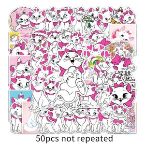 50PCS Disney Animated Cat Adventures Mary Cat Sticker Pack DIY Laptop Childrens Decoration Creative Gift