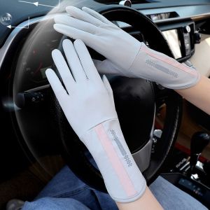 YOCKY For Girls Elegant Anti-slip Ice Silk Show Two Finger Cycling Gloves Anti-UV Gloves Women Driving Gloves Summer Sunscreen Gloves Touch Screen Gloves Outdoor Riding Mittens