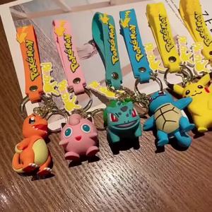 New Pokemon Keychains Cute Cartoon Pikachu Key Rings for Women Bag Charm Trinket Decor Pendant
