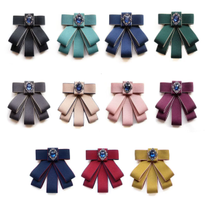 Fashion Ribbon Bow Tie for Rhinestone Brooch Pin Wedding Adjustable Bowt