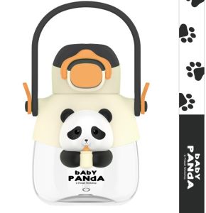 New! 770ML 2-WAY Drinking BiBi Sound Kids Panda Water Bottle with Long Strap Sling Handle