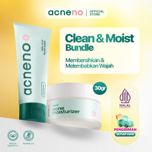 ACNENO - Bundle Hydrating Daily Acne Facial Wash 80ml & Moisturizer 30gr | Bantu Redakan Jerawat Meradang - BPOM & HALAL