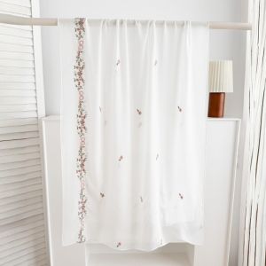 Solid Color Floral Headscarf Mesh Thin Embroidery Muslim Headscarf Elegant Ethnic Style Long Scarf Women