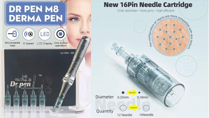 Authentic Wireless Dr Pen M8 With 2pcs 16Pin Cartridges Electric