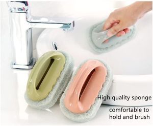 V&S Bathroom Toilet Cleaning Magic Sponge/Glass Wall Cleaning Bath Brush Handle Sponge