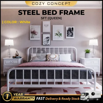 [READY STOCK] Katil Besi / Steel Bed High Quality Bed Frame White / Black